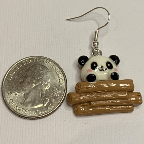 Panda Earring, Panda Bear Jewelry, Gift, Panda Jewelry, Silly Animal Earring - Picture 8 of 9